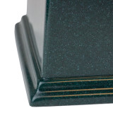 Grant Cultured Marble Urn- Dark Green - Close Up View of Corner