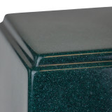 Grant Cultured Marble Urn- Dark Green - Close Up View of Corner