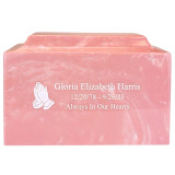Pink Cultured Marble Urn for Ashes - Direct Engraving on Front Pink Cultured Marble Urn for Ashes - Direct Engraving on Front