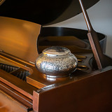 Leaves of Silver Round Urn Medium