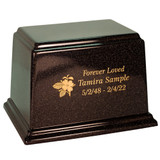 Grant Cultured Marble Urn - Black Stone - Shown with Optional Direct Engraving - Sold Separately