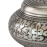 Leaves of Silver Round Urn Extra Small - Close Up Detail
