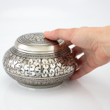Leaves of Silver Round Urn Extra Small