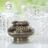 Leaves of Silver Round Keepsake Urn