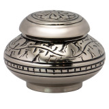 Leaves of Silver Round Keepsake Urn