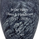 Dark Blue Harbor Cremation Urn - Engraving Option Close Up View