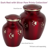 Dark Red with Silver Paw Prints Collection - Pieces Sold Separately