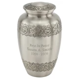 Elegant Pewter Urn for Ashes - Shown with Optional Direct Engraving