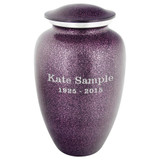 Plum Mist Urn for Ashes - Shown with Optional Engraving Sample