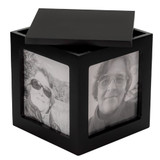 Black Photo Cube Urn showing Top Lid
