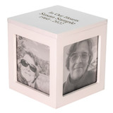 White Photo Cube Urn with Black Fill Option Shown