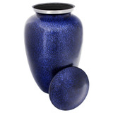 Cobalt Mist Urn for Ashes - Shown with Lid Off