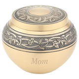 Gold Engraved Round Extra Small Urn - with Optional Personalized Engraving