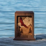 Soaring Eagle Inlay Wood Cremation Urn