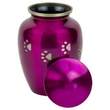 Cherish Paw Prints Pet Urn - Medium - Shown with Lid Off