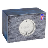 Navy Classic Cultured Marble Urn - Bottom Opening Shown