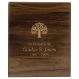 Arden Walnut Extra Large Cremation Urn - Shown with Direct Engraving & Gold Fill Sample
