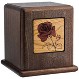 Red Rose Wood Cremation Urn