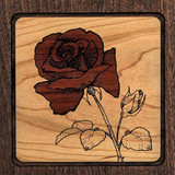 Red Rose Wood Cremation Urn - Close Up