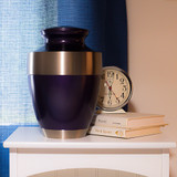 Adria Purple Cremation Urn with Silver Band