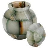 Mosaic Green Onyx Extra Small Urn - Shown with Lid Off