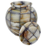 Mosaic Blue Onyx Cremation Urn - Shown with Lid Off