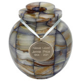Mosaic Blue Onyx Cremation Urn - Shown with Pendant Option