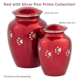 Red with Silver Paw Prints Collection - Pieces Sold Separately
