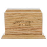 Road Home Oak Keepsake Urn w/ Direct Engraving Sample