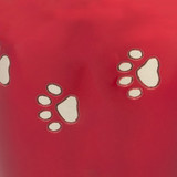 Red with Silver Paw Prints Pet Urn - Medium - Close Up Detail Shown