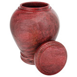 Red Marble Cremation Urn - Shown with Lid Off