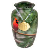 Cardinal Cremation Urn shown with Urn Pendant Option