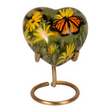 Monarch Butterfly Heart Keepsake Urn with Gold Heart Stand (Sold Separately)