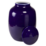 Paris Blue Ceramic Urn with Lid Off