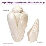 Angel Wings Ceramic Urn Collection in Ivory