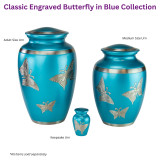 Classic Engraved Butterfly Urn Collection Blue - Pieces Sold Separately