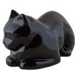 Ceramic Cat Urn for Ashes Glossy Black - Side View