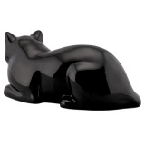 Ceramic Cat Urn for Ashes Glossy Black - View of Back