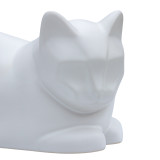 Ceramic Cat Urn for Ashes White - Close Up