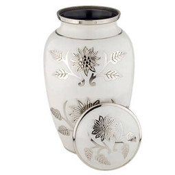 Grace White Cremation Urn - Shown with Lid Off