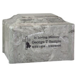 Claremont Cultured Marble Cremation Urn - Stone Gray - Optional Engraving