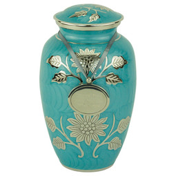 Grace Turquoise Brass Urn - Shown with Pendant Option