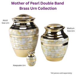 Mother of Pearl Double Band Brass Urn Collection - Items Sold Separately