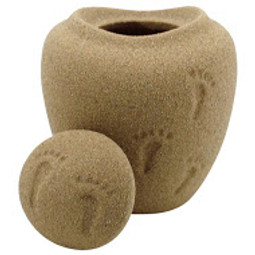 Oceane Sand Footprints Urn Extra Small with Lid Off