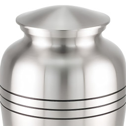 Classic Three Bands Pewter Cremation Urn - Close Up