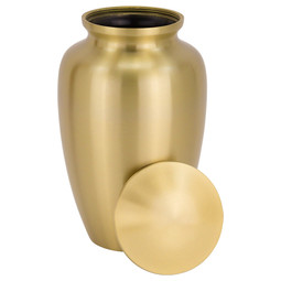 Classic Gold Cremation Urn - Shown with Lid Off