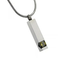 Green Gemstone Pillar Pendant for Ashes