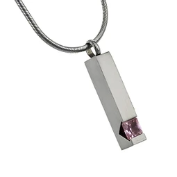 Pillar with Pink Gemstone Pendant for Ashes