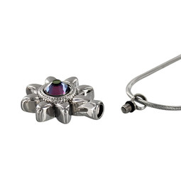 Sun with Stone Cremation Pendant for Ashes - Opening