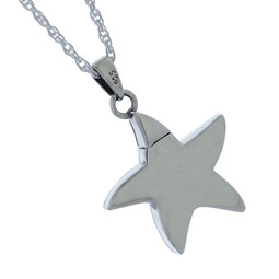 Silver Starfish Pendant and Necklace for Ashes - Back Side Shown